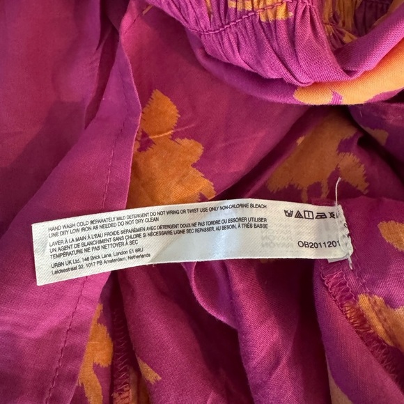 Anthropologie Celandine Off The Shoulder Smocked Pink Orange Midi Dress Size XL - Picture 9 of 10